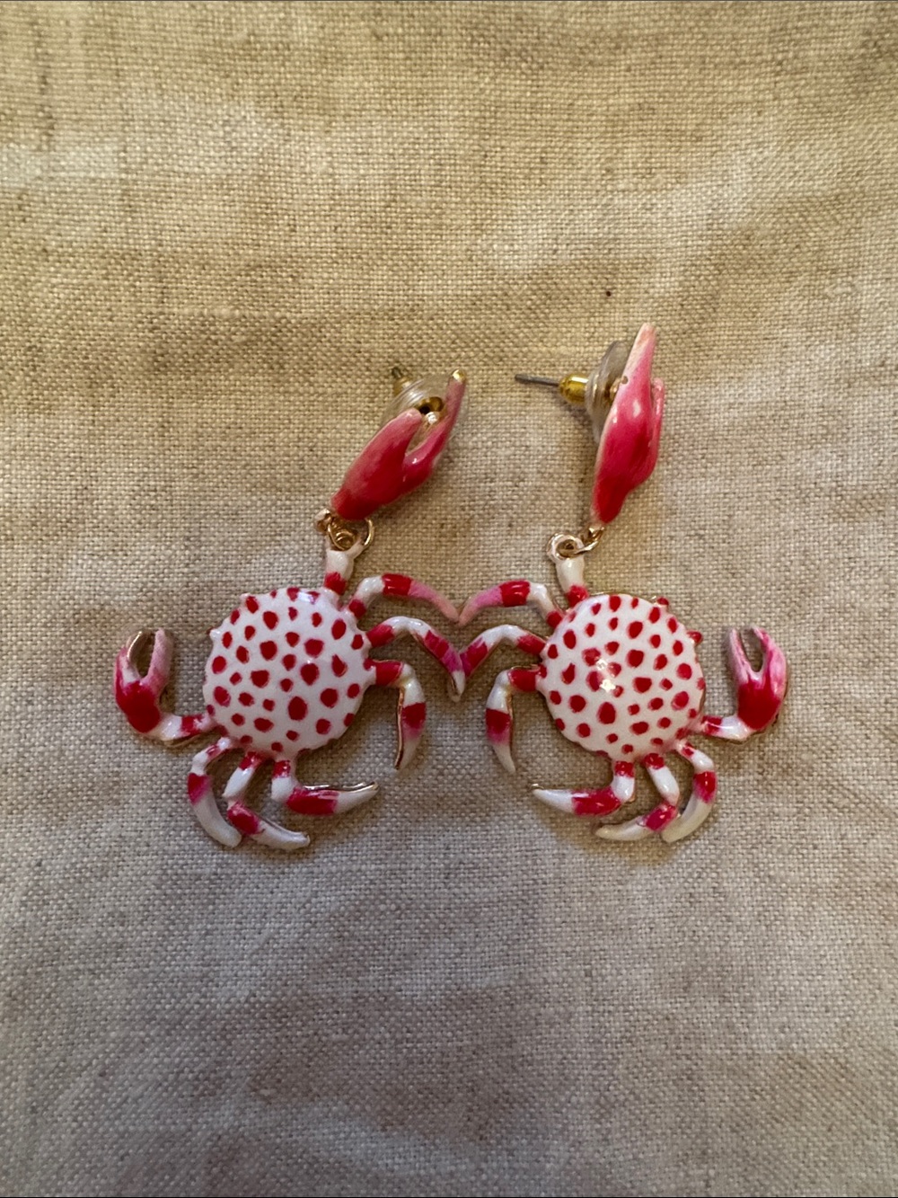 Coastal Crab Summer Vacation Drop Earrings NWOT
